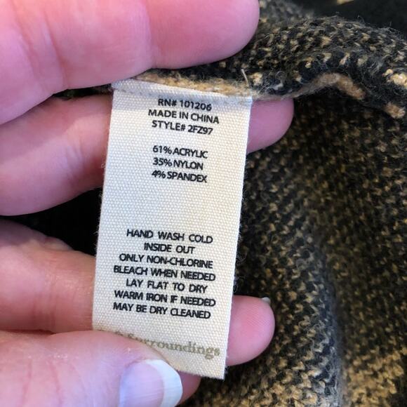 Soft Surroundings black tan zebra stripe cowl neck sweater size Medium - Picture 8 of 14